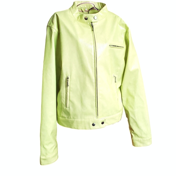 Vtg 80s 90s faux snakeskin neon jacket - Picture 2 of 12